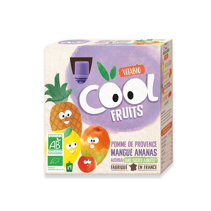 VITABIO COOL FRUITS POMME MANGUE ANANAS 4 X 90G