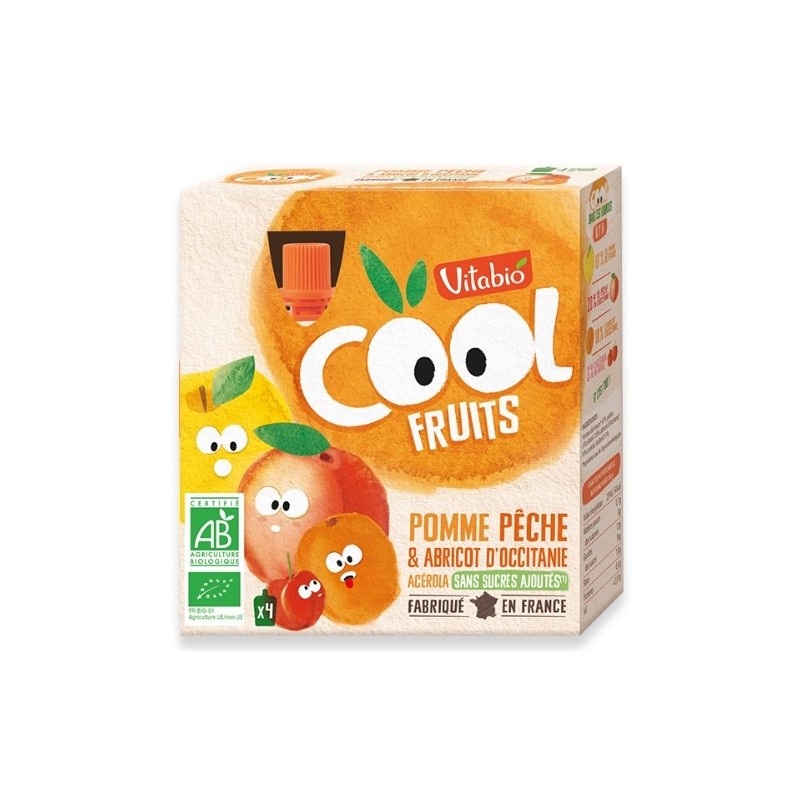 VITABIO COOL FRUITS POMME PECHE ABRICOT 4 X 90G