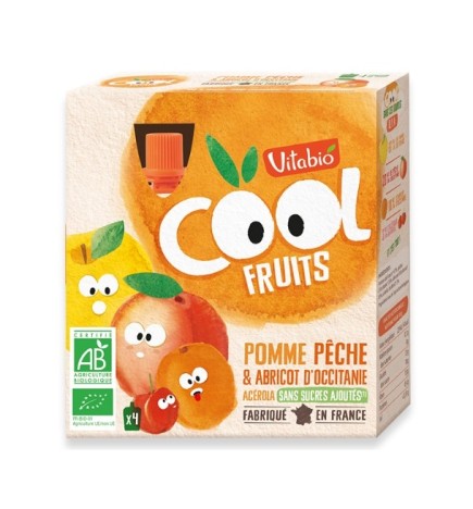 VITABIO COOL FRUITS POMME PECHE ABRICOT 4 X 90G