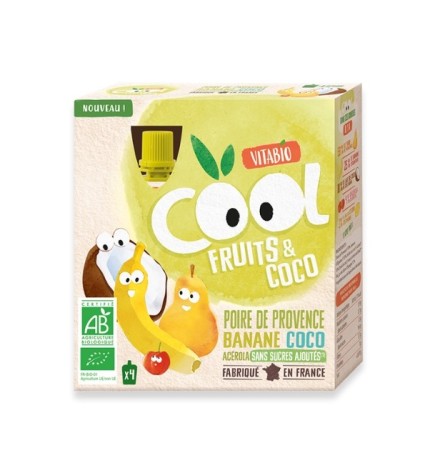 VITABIO COOL FRUITS POMME POIRE 4 X 90G