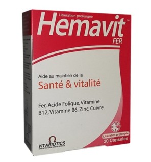 Vitabiotics – Hemavit Fer Santé et Vitalité – 30 capsules