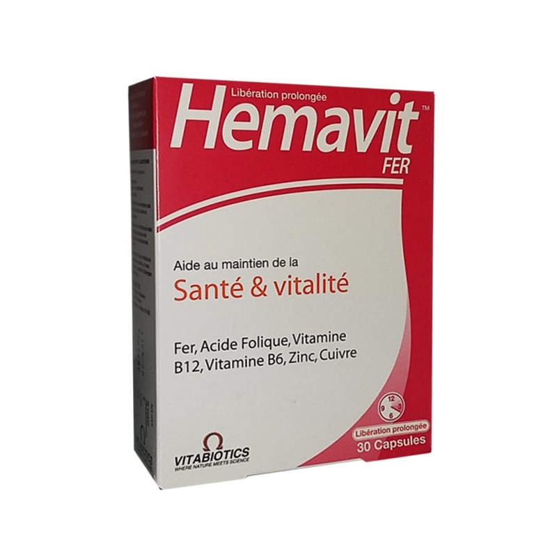 Vitabiotics – Hemavit Fer Santé et Vitalité – 30 capsules