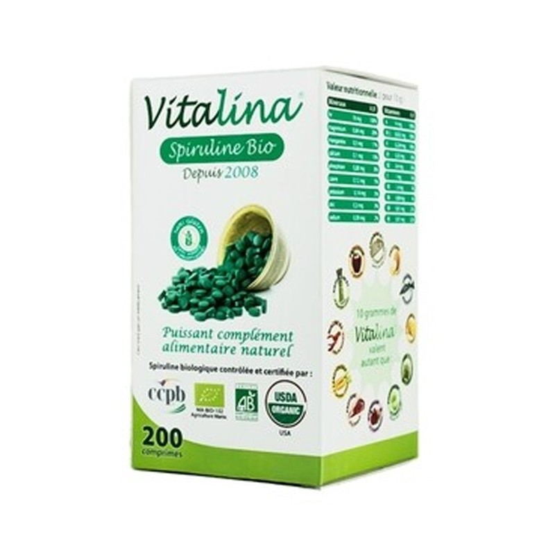 Vitalina Spiruline Bio – 200 Comprimés