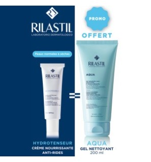 RILASTIL HYDROTENSEUR CRÈME HYDRATANTE 50ML  égal  AQUA GEL NETTOYANT OFFERT