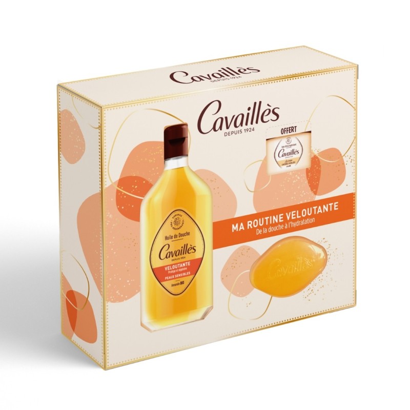 Roge Cavailles Coffret Veloutant  égal  Huile douche 250ml+ Savon + Creme Prelee