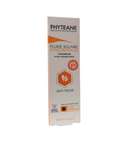 Phyteane Fluide Solaire Toucher Sec invisible Peaux mixtes a grasses spf50+ 50ml