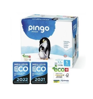 PINGO COUCHES ÉCOLOGIQUES JETABLES JUNIOR JUMBO TAILLE 5 (11-25KG) 2X36 COUCHES