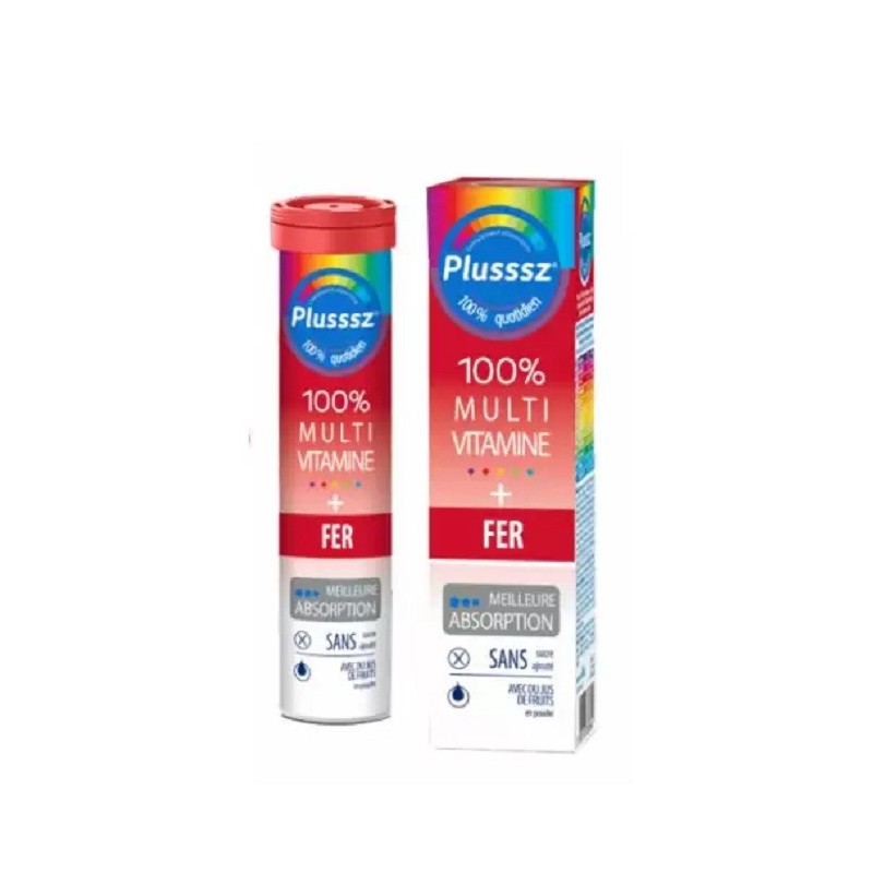 PLUSSSZ Multivitamine + Fer Plusssz 20 Comprimés Effervescents