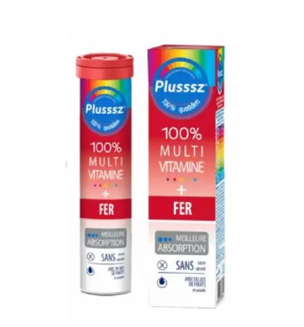 PLUSSSZ Multivitamine + Fer Plusssz 20 Comprimés Effervescents
