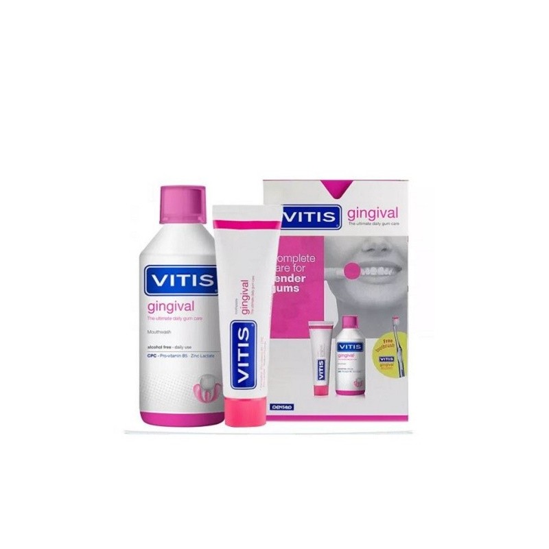 Vitis Gingival Dentifrice 75ml + Bain de Bouche 500ml + Brosse à Dent