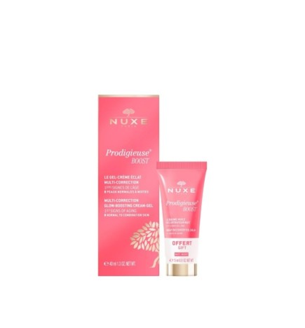 Nuxe PRODIGIEUSE BOOST Duo Gel-Crème Eclat multi-correction et Baume-Huile Récupérateur Nuit offert