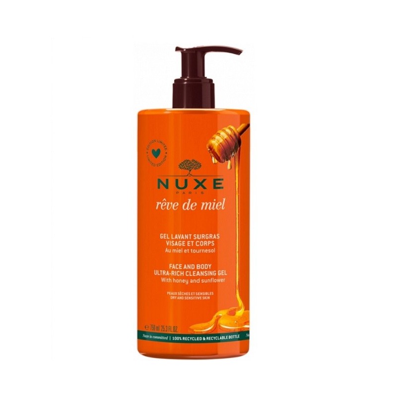 NUXE Rêve de Miel Gel Lavant Surgras Visage et Corps750 ml