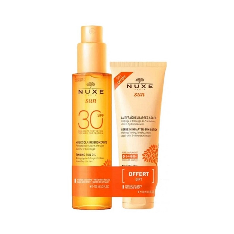 Nuxe Sun Huile Bronzage Spf30 150ml + Lait Apres Soleil 100ml