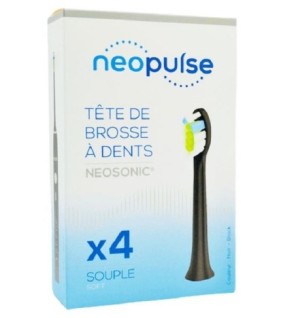 NEOPULSE Recharge 4 Tetes de Brosse à Dent Souple Noir