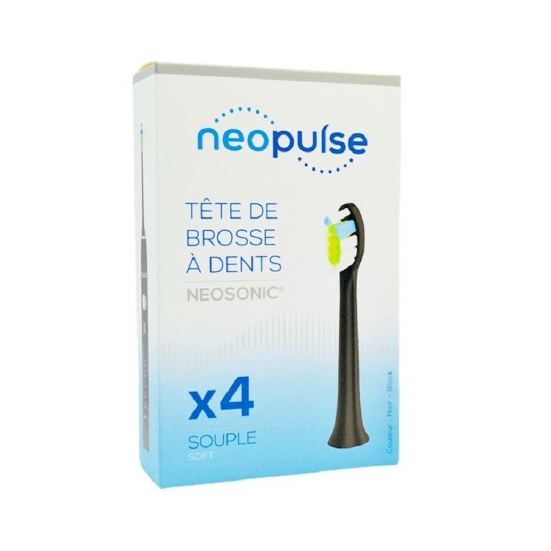 NEOPULSE Recharge 4 Tetes de Brosse à Dent Souple Noir