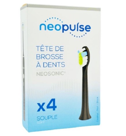 NEOPULSE Recharge 4 Tetes de Brosse à Dent Souple Noir