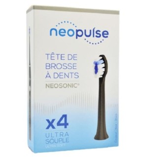 NEOPULSE Recharge 4 Tetes de Brosse à Dent Ultra Souple Noir