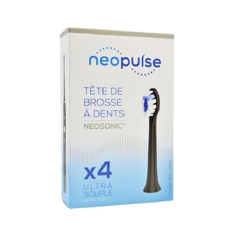NEOPULSE Recharge 4 Tetes de Brosse à Dent Ultra Souple Noir