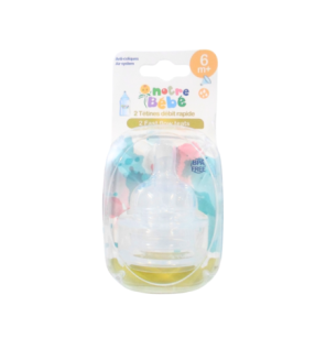 Notre Bebe 2 Tetines Debit +6m Bleu