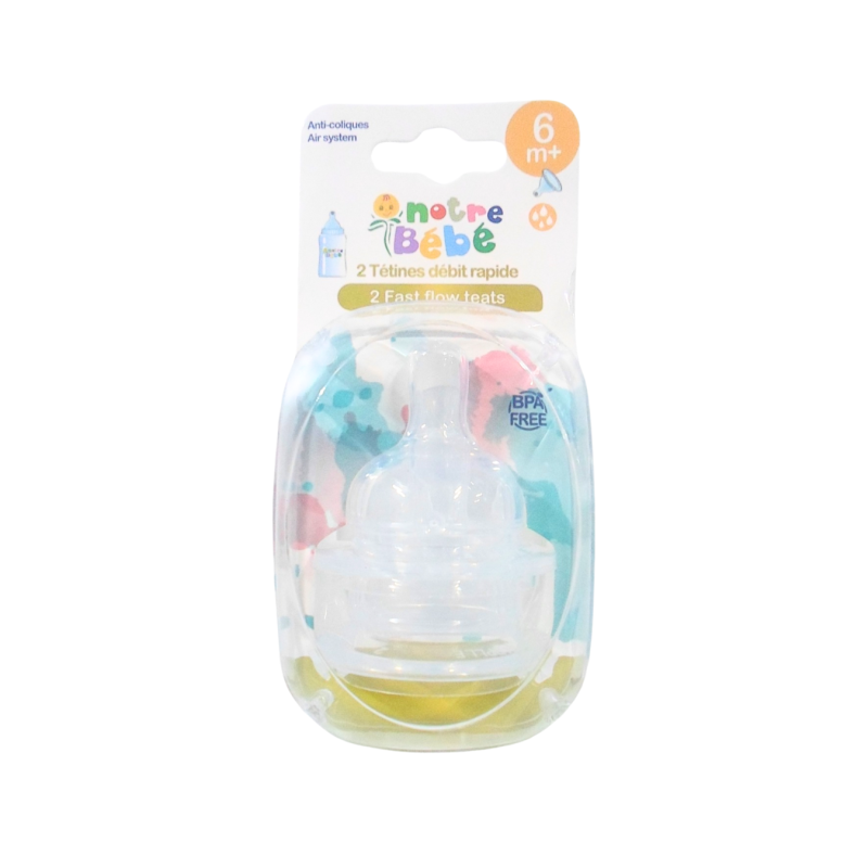 Notre Bebe 2 Tetines Debit +6m Bleu
