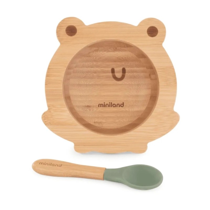Miniland Bol et Cuillère en Bois Grenouille