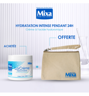 MIXA Crème Fraîche et Fondante à l’Acide Hyaluronique Pur 400ml  égal  Trousse Offerte