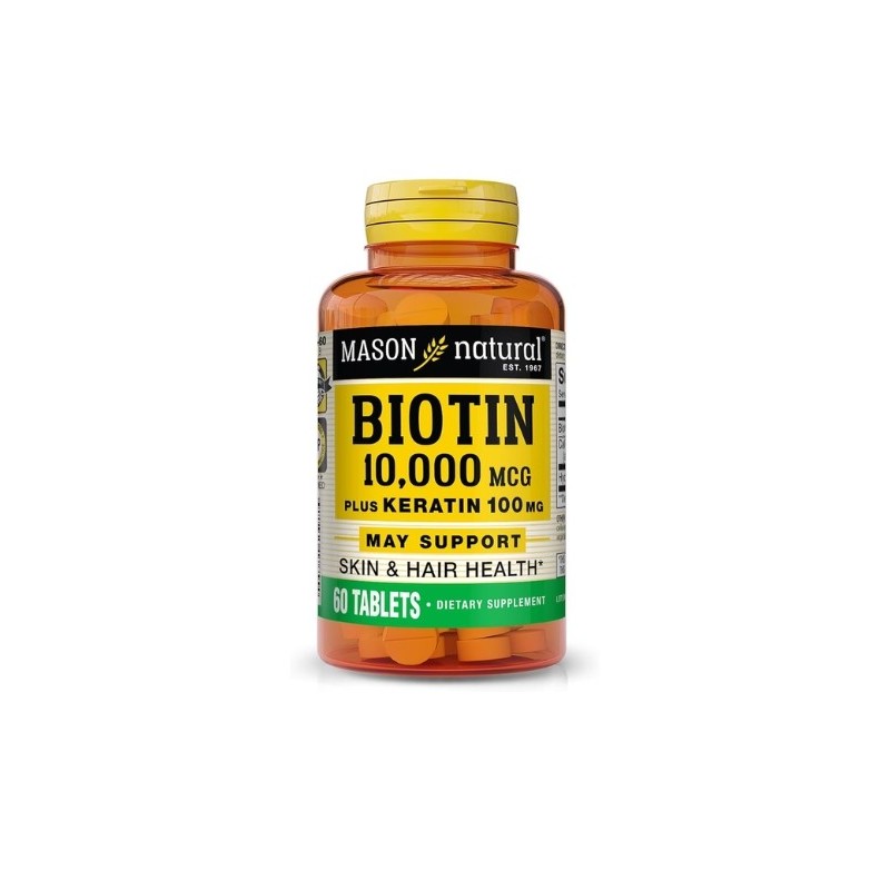 Mason Natural Biotin 10000mcg plus keratin 100mg 60 tablets