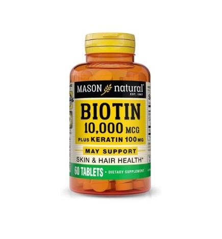 Mason Natural Biotin 10000mcg plus keratin 100mg 60 tablets