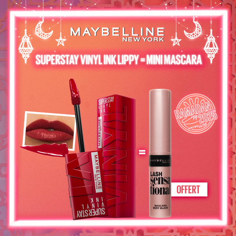 MAYBELLINE 10 SUPERSTAY VINYL INK LIPPY  égal  Mini Mascara Offerte