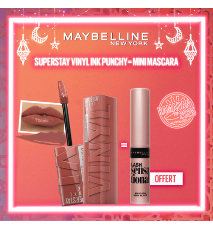 MAYBELLINE 120 SUPERSTAY VINYL INK PUNCHY  égal  Mini Mascara Offert