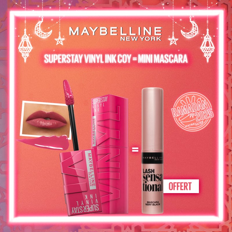 MAYBELLINE 20 SUPERSTAY VINYL INK COY  égal  Mini Mascara Offerte