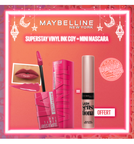 MAYBELLINE 20 SUPERSTAY VINYL INK COY  égal  Mini Mascara Offerte