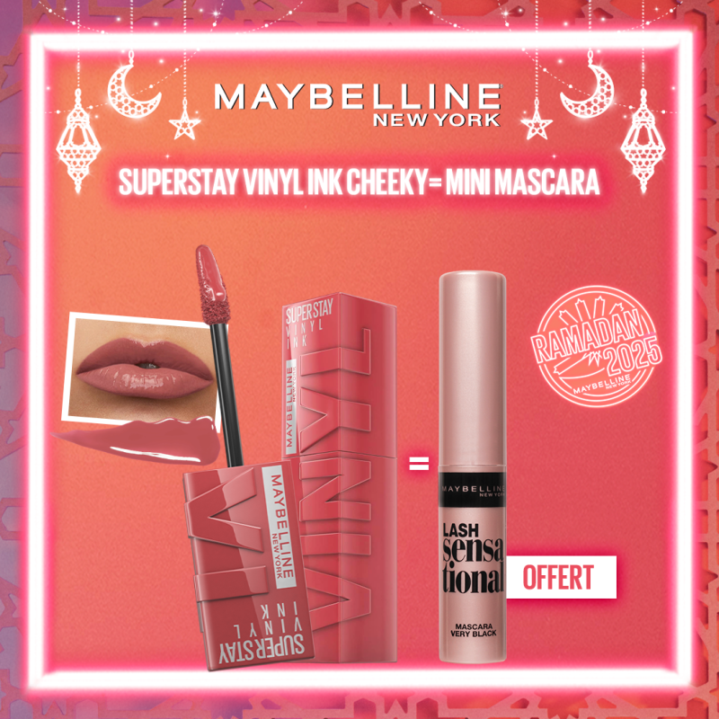 MAYBELLINE 35 SUPERSTAY VINYL INK CHEEKY  égal  Mini Mascara Offerte