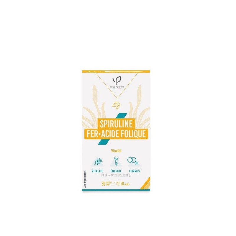 Yves Ponroy Spiruline Fer Acide folique 30 Gélules