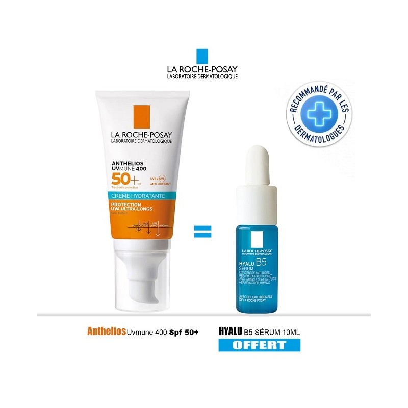 La Roche-Posay ANTHELIOS UVMune 400 Crème Solaire Teintée  égal  Hyalu B5 Sérum 10ml Offert