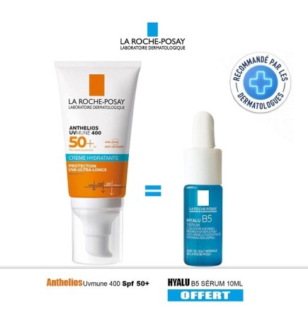 La Roche-Posay ANTHELIOS UVMune 400 Crème Solaire Teintée égal Hyalu B5 Sérum 10ml Offert