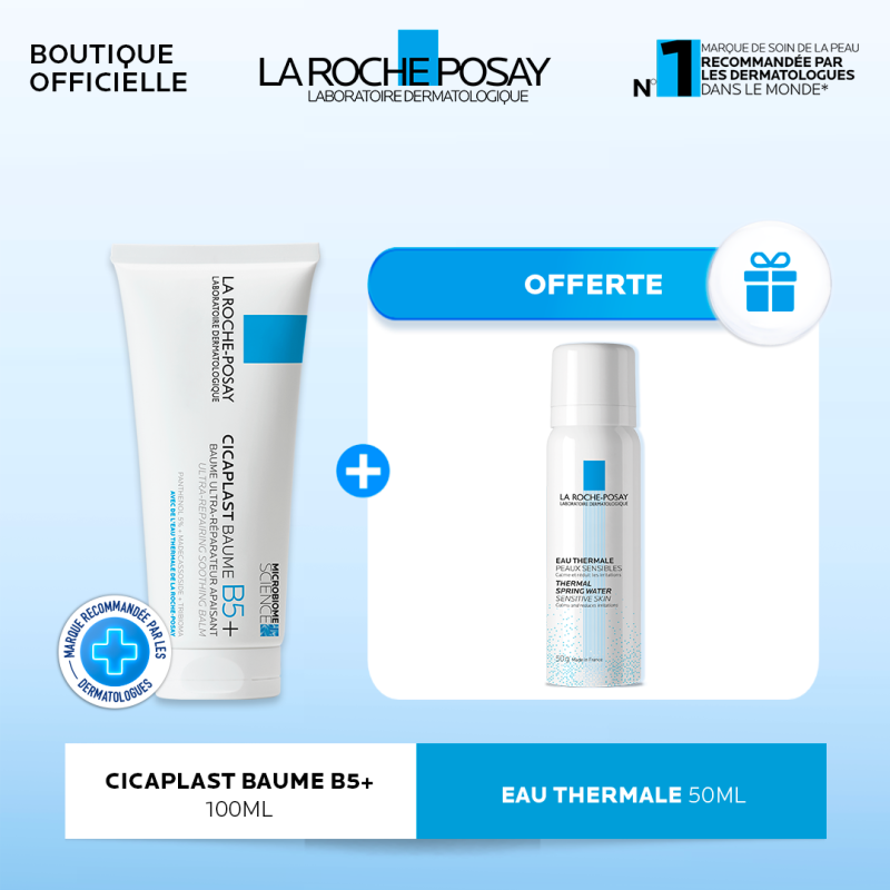 La Roche-Posay Cicaplast Baume Cicatrisant B5+ Peau Fragilisée | 100ml  égal  Eau Thermale 100ml Offerte