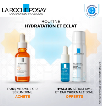 La Roche-Posay Pure Vitamin C10 Sérum Anti-Age Peau Sensible | 30ml égal Eau Thermal + Hyalu B5 Miniature Offerts