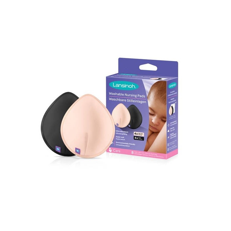 Lansinoh Coussinets d’allaitements lavables « Rose/Noir » 8 pads