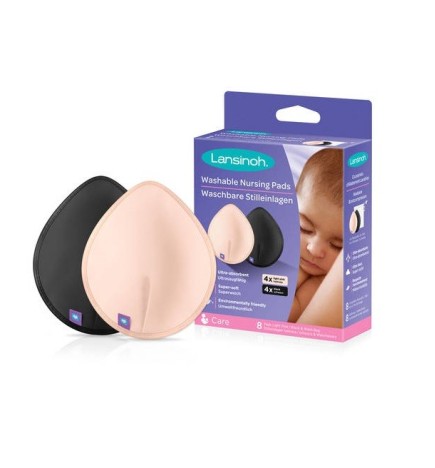 Lansinoh Coussinets d’allaitements lavables « Rose/Noir » 8 pads