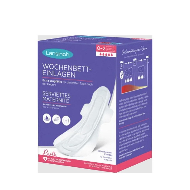LANSINOH Serviettes Post Partum Extra-Absorbantes L 0-2 Semaine10 Unités