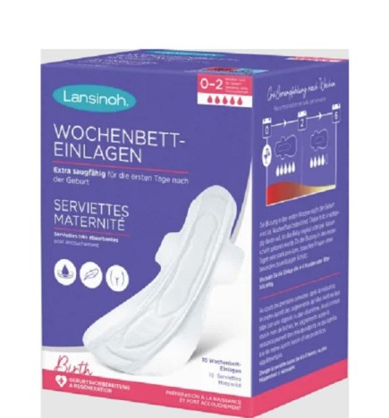 LANSINOH Serviettes Post Partum Extra-Absorbantes L 0-2 Semaine10 Unités