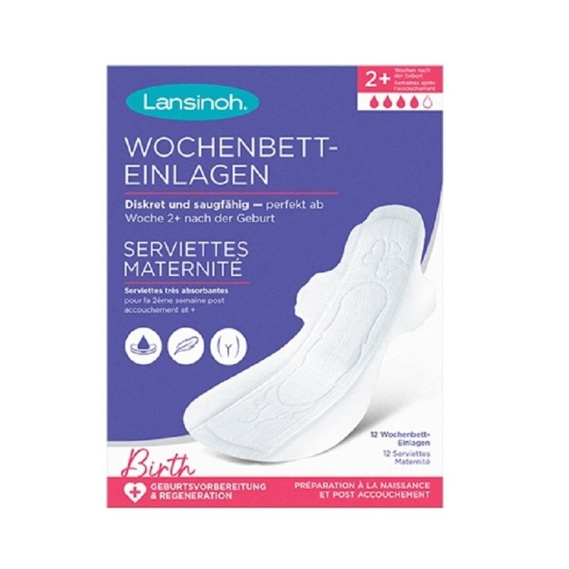 LANSINOH Serviettes Post Partum Extra-Absorbantes M +2 Semaine 12 Unités