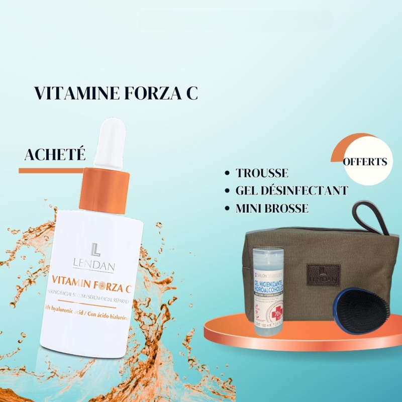 Lendan Vitamin Forza C Serum Facial Reparateur 30 ml  égal  Trousse + Désinfectant + Brosse Offerts