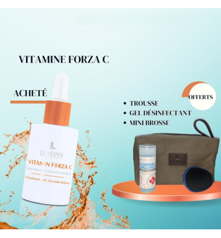 Lendan Vitamin Forza C Serum Facial Reparateur 30 ml  égal  Trousse + Désinfectant + Brosse Offerts