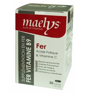 Maelys Fer Acide Folique et Vitamine C – 30 Gélules