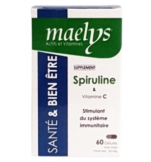 Maelys Spiruline et Vitamine C – 60 Gélules