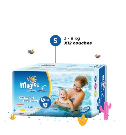 Magics Culottes de bain – Taille S (3-8kg) – Sachet de12 Pièces