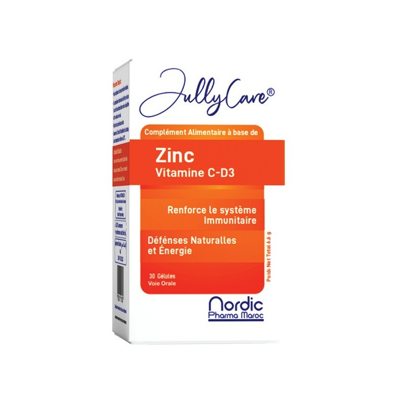 JULLYCARE Zinc Vitamine C-D3 30 Gélules