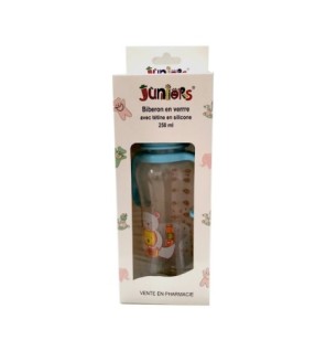 Juniors biberons en verre+poignet GM 250ml (fille/ graçon)